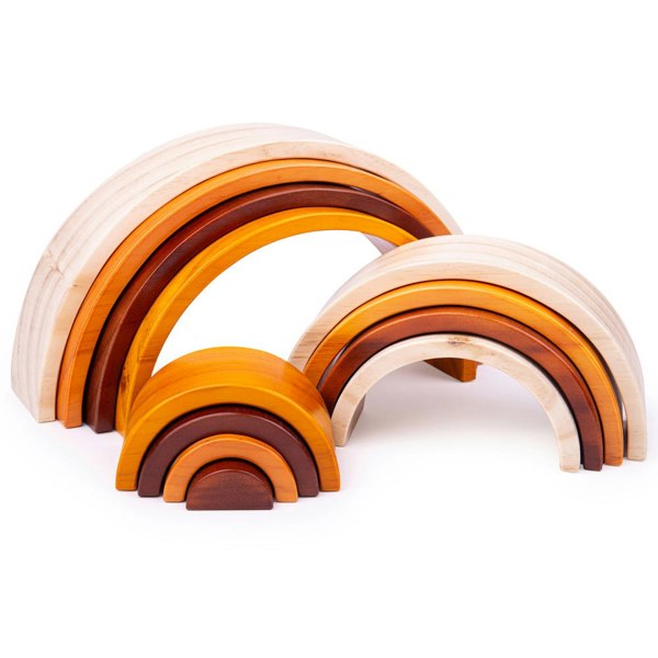 Bigjigs Toys Large Wooden Rainbow Stacking Arches - 11 Pieces