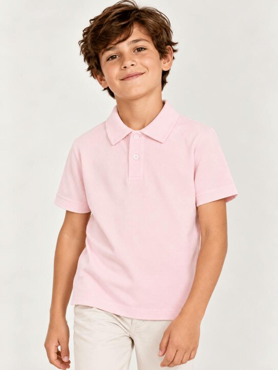 Childsplay Basics Boys Short Sleeve Polo Shirt in Pink