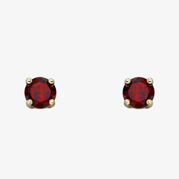 T. H. Baker 9ct Yellow Gold Garnet January Birthstone Stud Earrings GE2326