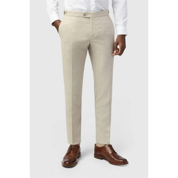 Alexandre Silver Alexandre Tailored Fit Stone Linen Trousers