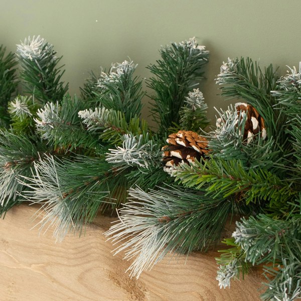 Samuel Alexander 270cm x 25cm Frosted Glacier Christmas Garland with Pine Cones