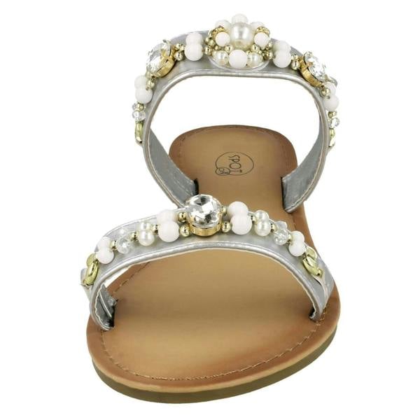 Spot On Ladies Spot On Jewelled Pearl Slingback Sandals F00116