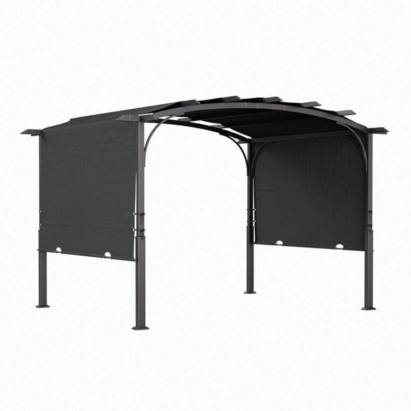 Exquisite Summer Dark Grey Curved Outdoor Gazebo Living and Home