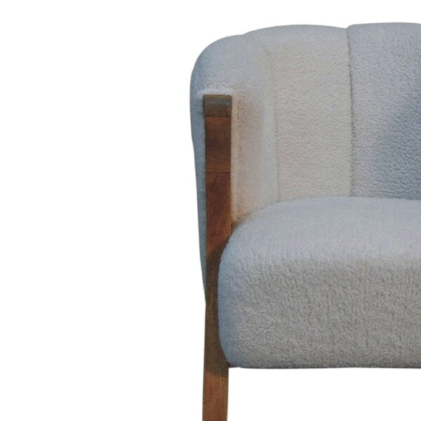 Wyld Haus Sarlat White Boucle and Mango Wood Cosy Chair