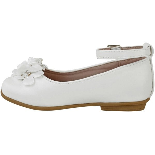 Where's That From Lacen Kids Flatform Flower Embellished Shoes With Ankle Strap in White