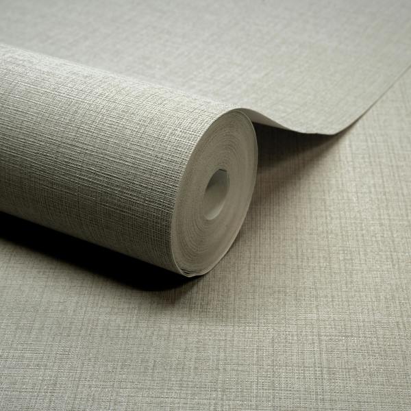 Grandeco Linen Textured Plain Wallpaper, Grey Taupe