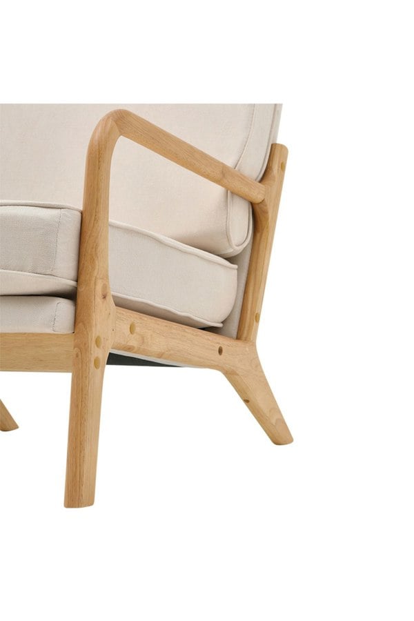 Living and Home Beige Velvet Wooden Armchair