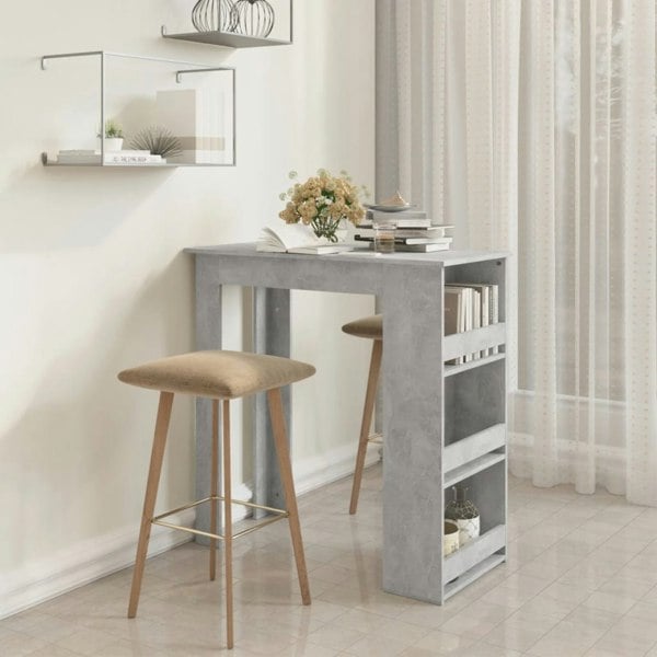 Berkfield Bar Table with Storage Rack Concrete Grey 102x50x103.5 cm