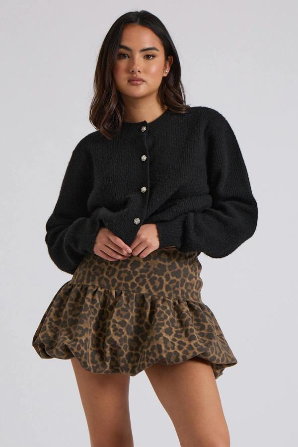 Urban Bliss Leopard Bubble Mini Skirt