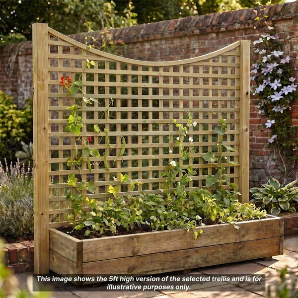 Premier Garden Supplies Privacy Concave Top Fence Panel Topper 6ft x 1-6ft Garden Trellis Curved Lattice Panels for Fencing, Pergola & Patio - Wood - 3, 4 or 5 - 5 Pack Height: 4ft x Width: 6ft (182.8cm) x 5 Pack