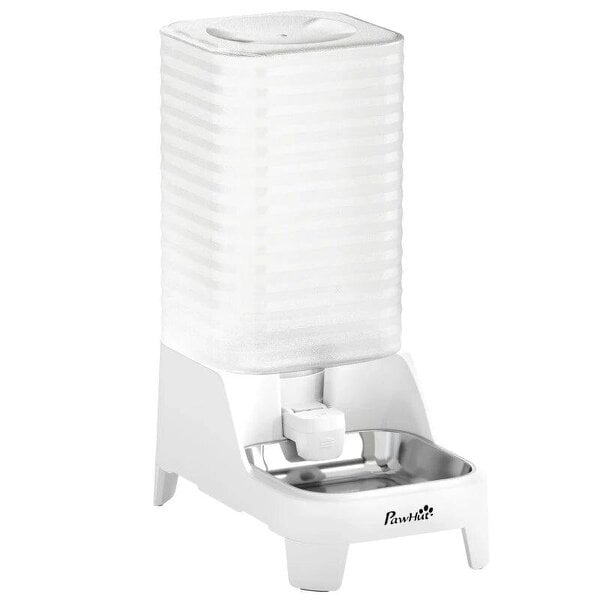 Automatic Pet Water Dispenser, 8L Gravity Dog Water Dispenser with Patented Tap, Stainless Steel Bowl, White