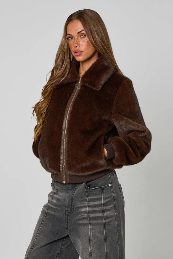 Urban Bliss Faux Fur Bomber Jacket