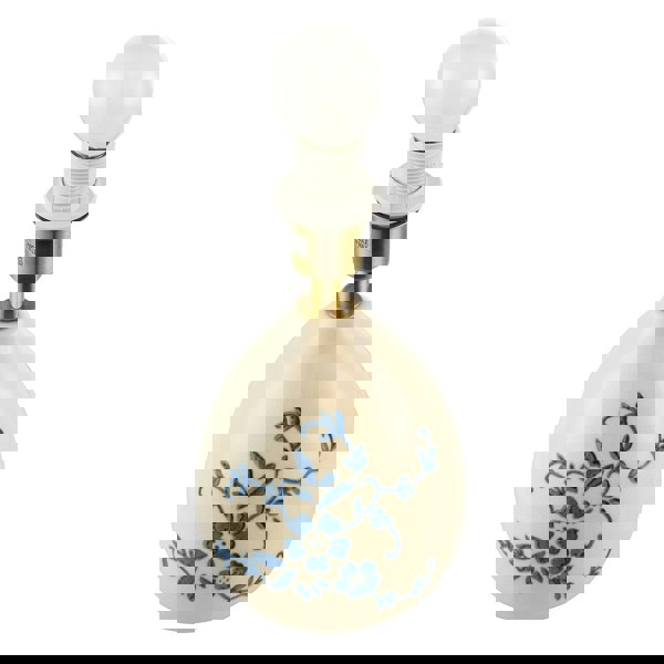 Hand Painted Blue Floral Themed Ceramic Table Lamp Base with Switch Image 3