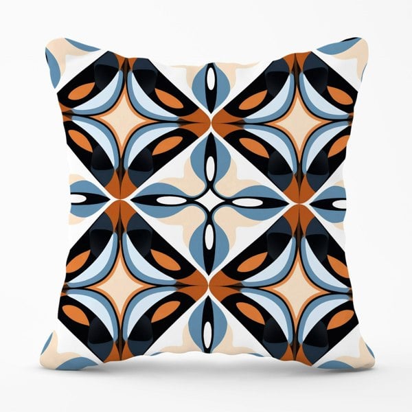 Warren Reed Brown And Blue Geometric Pattern Cushions