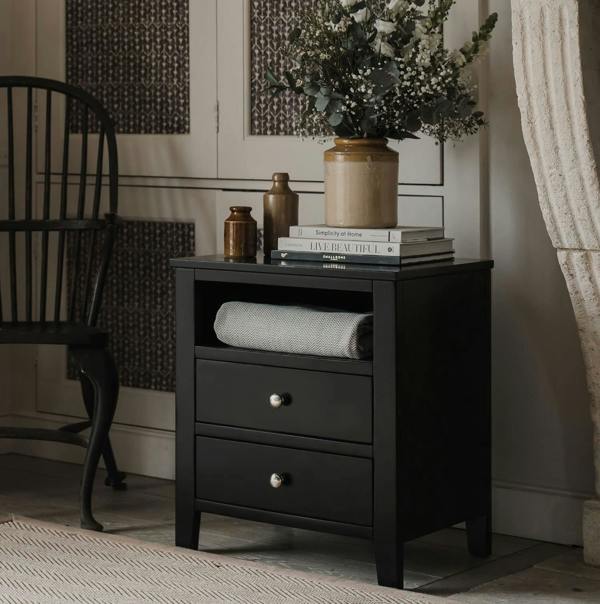 Brooklyn Modern Bedside Table with Drawers and Shelf Assembled
