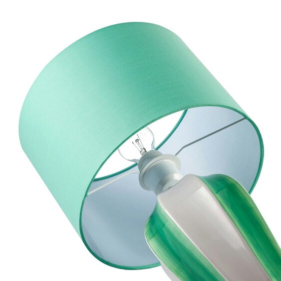 Happy Homewares Elegant Hand Painted Emerald Green Ceramic Gloss Table Lamp with Shade
