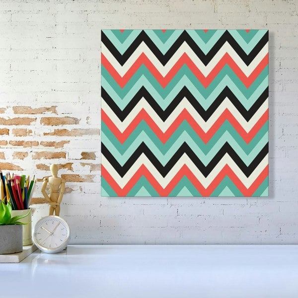 Warren Reed Geometric Colored Chevron Pattern Canvas