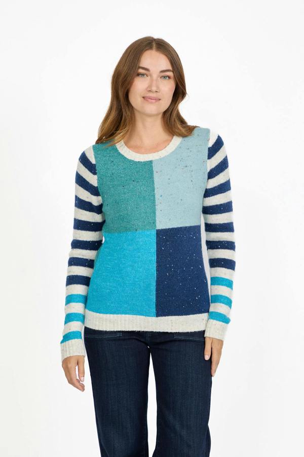 Mudflower Colour Block Stripe Speckled Knit Jumper