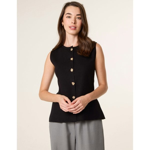 Blue Vanilla Button Front Tailored Vest