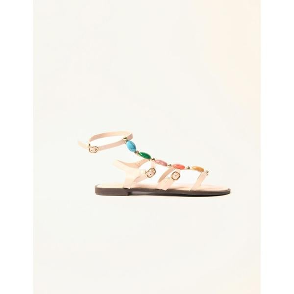 Blue Vanilla Beaded Gladiator Flat Sandals