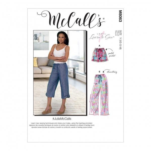 McCalls 8063 Paper Sewing Pattern – Women's Shorts & Trousers, Beginner, Easy
