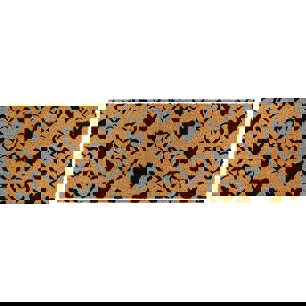 JVL Eco-Friendly Latex Backed Coir Entrance Doormat Runner, 40x120cm - Hearts