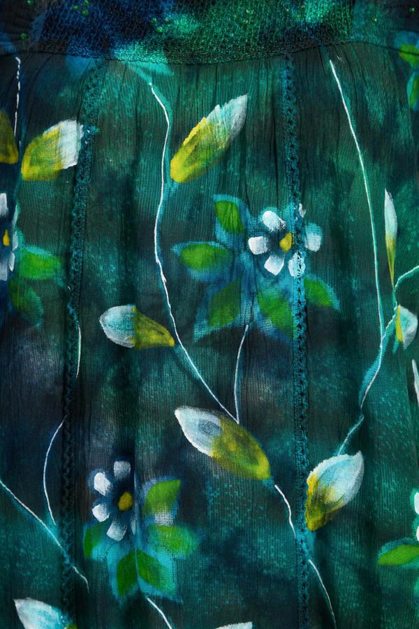 Mudflower Painted Floral Embellished Tie Dye Top