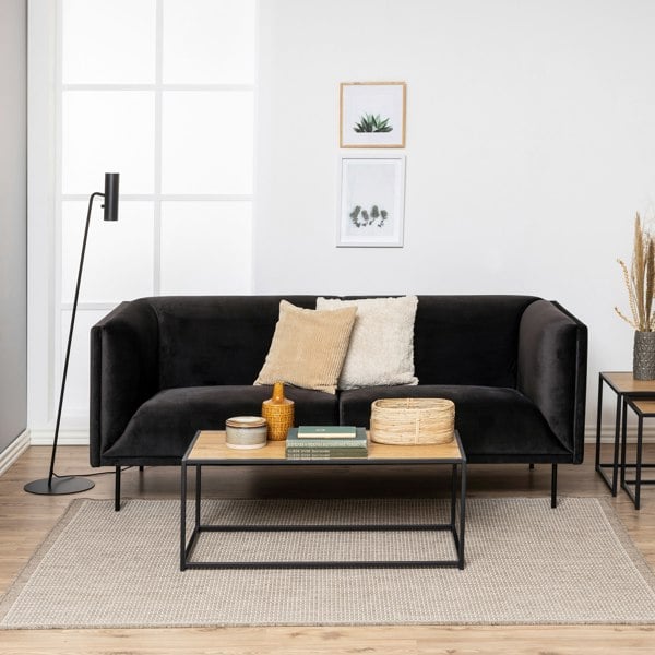 Furniture To Go Seaford Black Metal Coffee Table with Oak Top