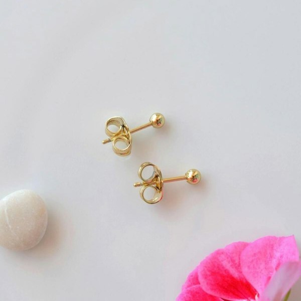 Spero London 9ct Solid Gold Ball Sphere Stud Earring