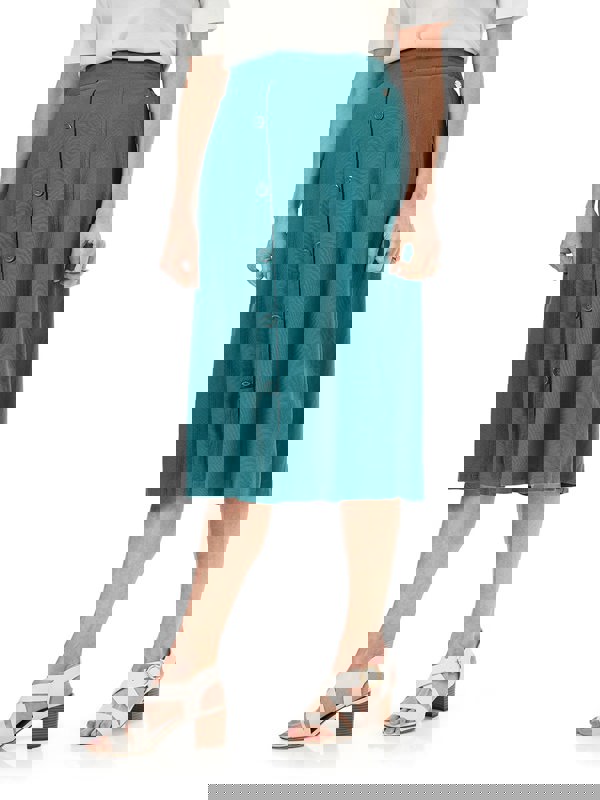 PennyPlain Button Through Skirt - Sea Green