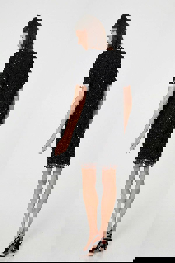 Black | Sparkly Embellished Short Shift Dress
