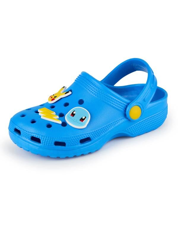 Pokemon Unisex Kids Blue Multi Badge Clogs