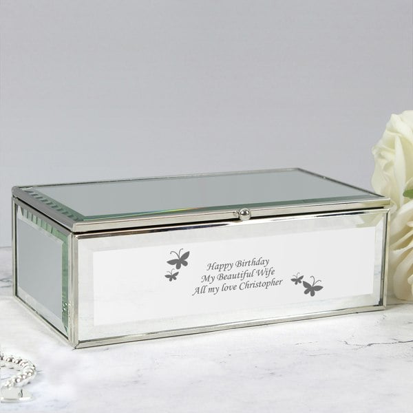 Personalised Memento Company Personalised Butterflies Mirrored Jewellery Box