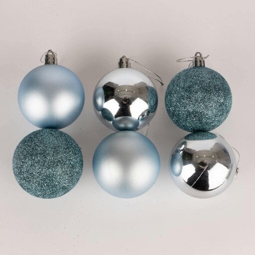 Shatchi Light Blue Shatterproof Christmas Baubles Set, 60mm Tree Decorations in 6 or 18 Pack Sizes