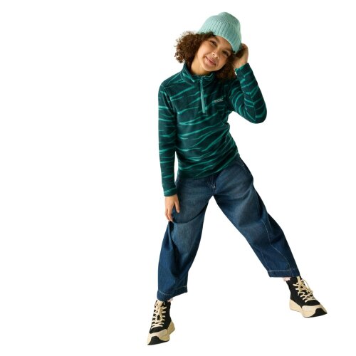 Regatta Kids Hot Shot II Zebra Print Fleece Top - Mediterranea - 9-10 Years - Mediterranea - 80% Polyester/20% Recycled Polyester
