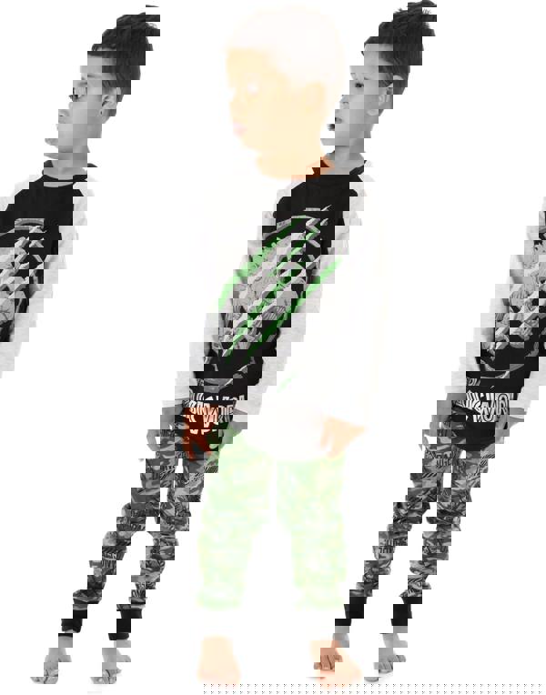 Jurassic World Boys Black Camo Logo Print Long Sleeve Long Leg Pyjama Set