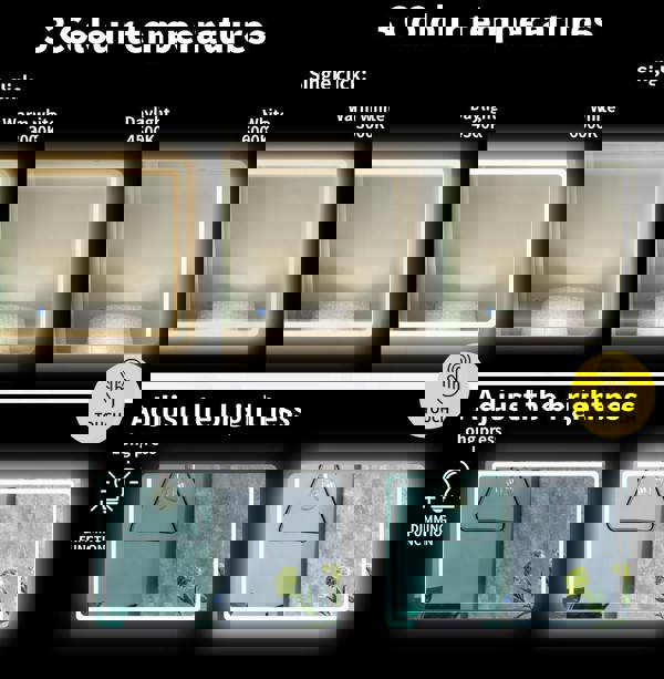 Emitto LED Wall Mirror Anti-fog Bathroom Mirrors Makeup Light 100x70cm