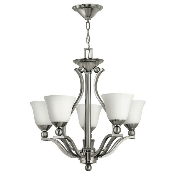 5 Bulb Chandelier Hanging Pendant LIght Brushed Nickel LED E27 60W Bulb Loops