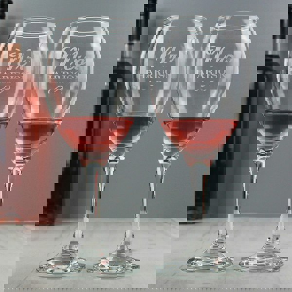 Personalised Memento Company Personalised Mr & Mrs Wine Glass Set