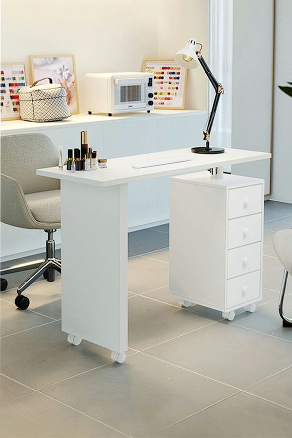 Living and Home Professional Makeup Desk Dresser Manicure Table Nail Desk For Spa Beauty Salon & Home