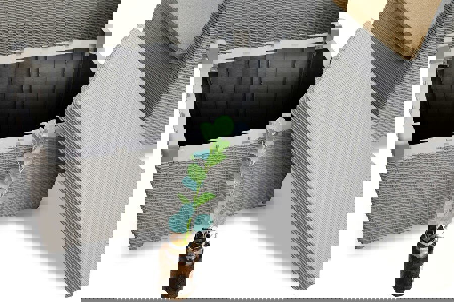 Centurion Supports SANTANA 4 Piece PE Rattan 4-Seater with Cushions Garden Furniture and Coffee Table Set in Grey