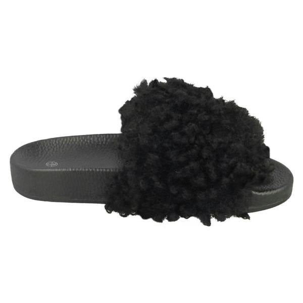 Spot On Girls Spot On Fake Poodle Fur Mule Sliders