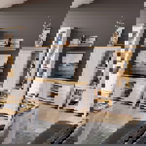 Furniture To Go Celesto 2 Door Wide TV Unit in White and Oak (189cm)