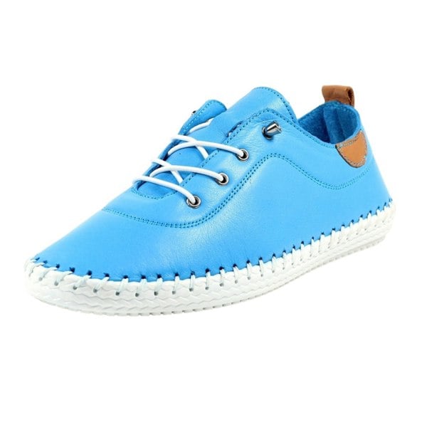 Lunar Women's St Ives Leather Plimsolls - Santorini Blue