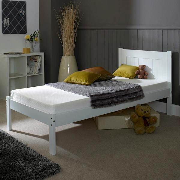 Mission TM Clifton Solid Pine Bed Frame, Panelled Headboard, White, 4 Sizes