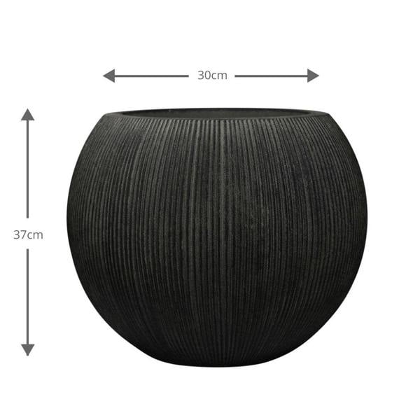 Milan Round Ruffled Plant Pot 37 x 30cm, 23L - Black