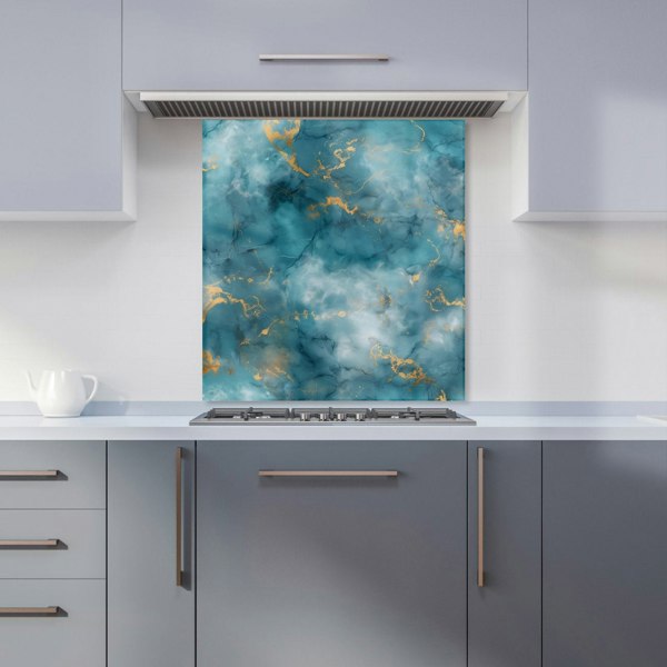 Warren Reed - Designer Gold And Blue Marble Effect Kitchen Splashback