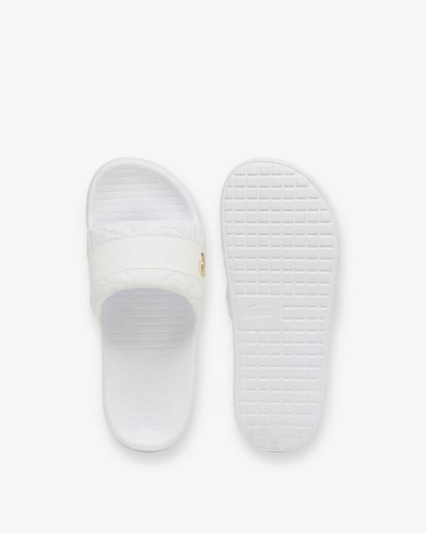 Lacoste Serve Hybrid Monogram Slides - White/White 21G | CHO | Designer Mens Sandals