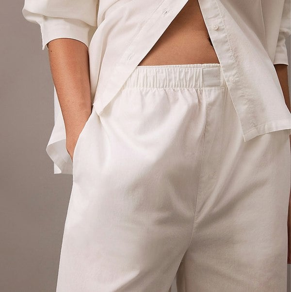 Calvin Klein COTTON POPLIN Womens Pyjama Pants White