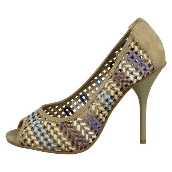 Spot On Ladies Spot On Heeled Peep Toe Court Shoe